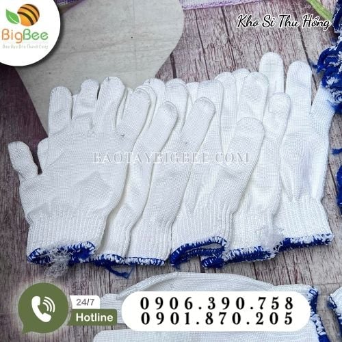 Găng tay len poly trắng 40g giá sỉ Găng tay len poly trắng 40g giá sỉ