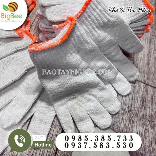 Bao tay len tẩy trắng chống trầy, chống bụi khi lao động Bao tay len tẩy trắng chống trầy, chống bụi khi lao động