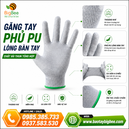 Găng Tay Công Nghiệp Phủ PU Hạn Chế Trượt Tay Khi Làm Việc. Găng Tay Công Nghiệp Phủ PU Hạn Chế Trượt Tay Khi Làm Việc.