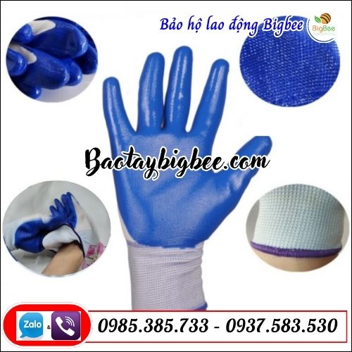 Bao tay bảo hộ lao động phủ sơn xanh Bao tay bảo hộ lao động phủ sơn xanh