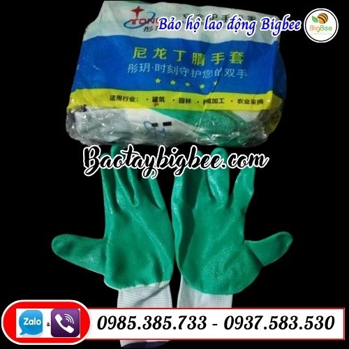 Bao tay bảo hộ lao động phủ sơn xanh. Bao tay bảo hộ lao động phủ sơn xanh.