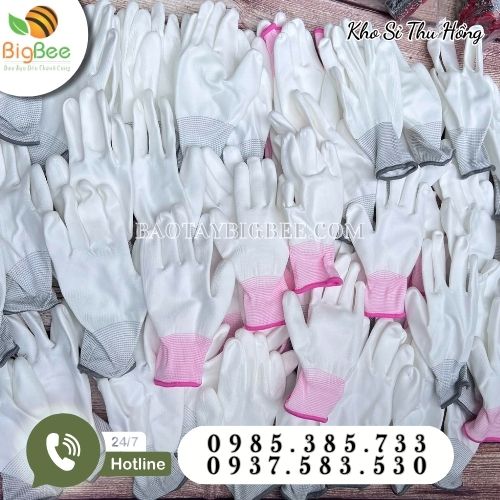 Găng tay dệt sợi poly phủ PU chất lượng Găng tay dệt sợi poly phủ PU chất lượng