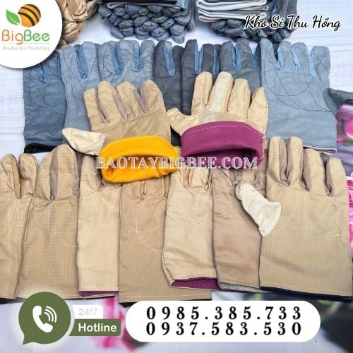 Găng tay vải mập kaki bảo hộ bàn tay lao động Găng tay vải mập kaki bảo hộ bàn tay lao động