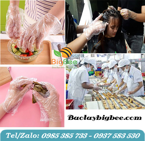 Bao tay xốp sử dụng khi chế biến thực phẩm và làm tóc. Bao tay xốp sử dụng khi chế biến thực phẩm và làm tóc.