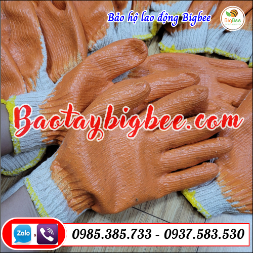Bao tay len nhúng nhựa 1 mặt bảo hộ chống trơn.  Bao tay len nhúng nhựa 1 mặt bảo hộ chống trơn.