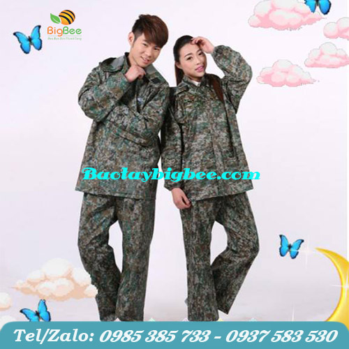 Áo mưa bộ màu lính rằn ri Áo mưa bộ màu lính rằn ri