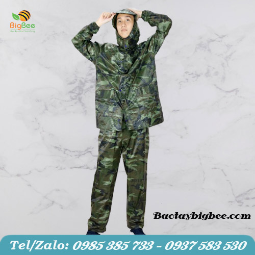 Áo mưa bộ màu lính rằn ri  Áo mưa bộ màu lính rằn ri