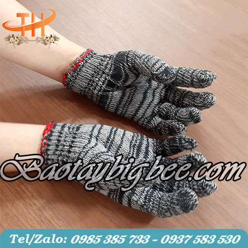 Bao tay len màu muối tiêu Bao tay len màu muối tiêu