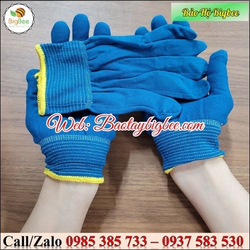 Bao tay vải thun mỏng bảo hộ lao động xanh dương. Bao tay vải thun mỏng bảo hộ lao động xanh dương.
