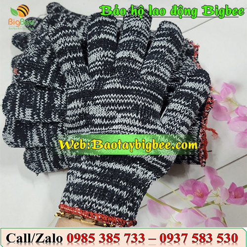 Bao tay lao động sợi len màu muối tiêu.  Bao tay lao động sợi len màu muối tiêu.