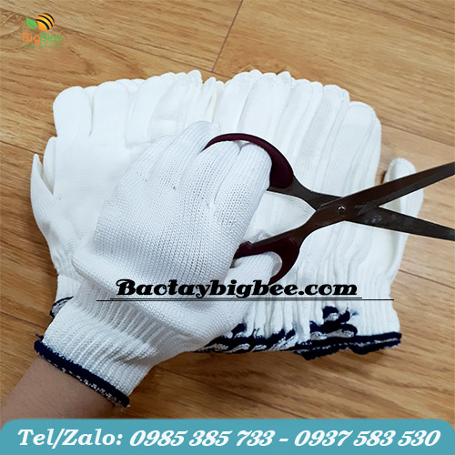 Găng tay len poly trắng bảo hộ Găng tay len poly trắng bảo hộ