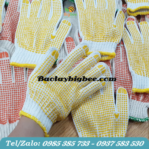 Găng tay hạt nhựa chống trơn lao động Găng tay hạt nhựa chống trơn lao động