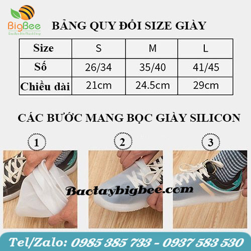 Size và các bước mang bọc giày đi mưa Size và các bước mang bọc giày đi mưa