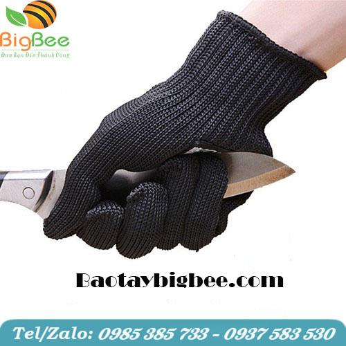 Găng tay chống cắt màu đen. Găng tay chống cắt màu đen.