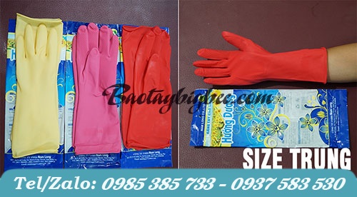 Găng tay cao su Huóng Dương Size trung Găng tay cao su Huóng Dương Size trung