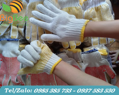 bao tay len phủ hạt nhựa bao tay len phủ hạt nhựa