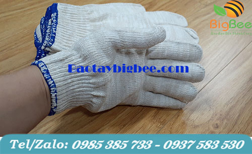 Găng tay len kem viền xanh. Găng tay len kem viền xanh.