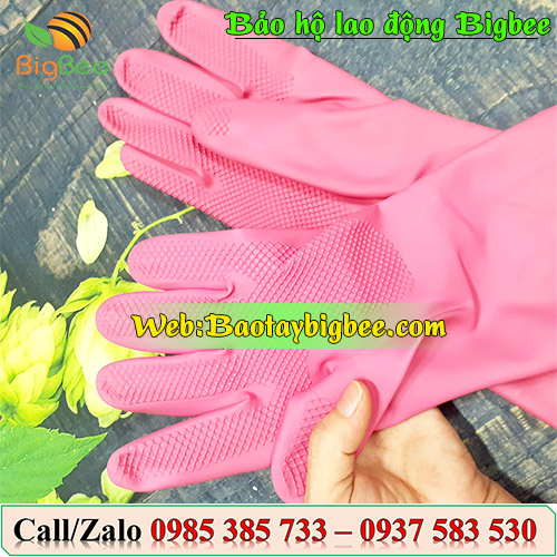 Găng tay cao su có vết nhám chống trơn