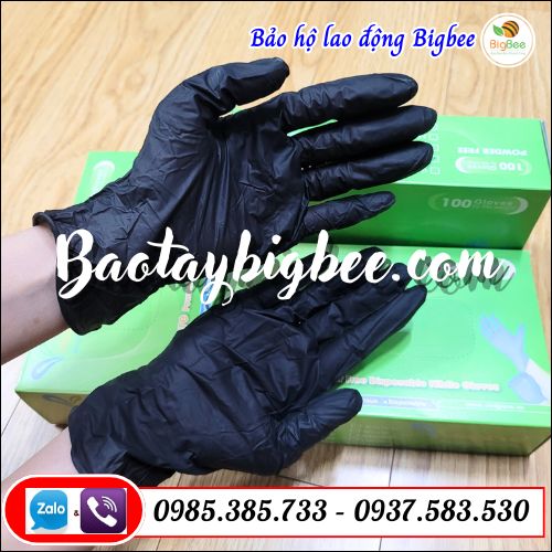 Găng tay y tế nitrile màu đen. Găng tay y tế nitrile màu đen.