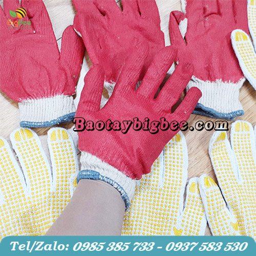 Găng tay sợi len phủ sao su trong lòng bàn tay Găng tay sợi len phủ sao su trong lòng bàn tay