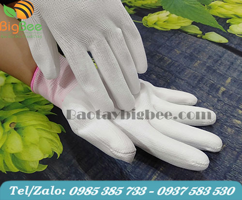 Găng tay phủ PU phủ lòng bàn tay chống tĩnh điện. Găng tay phủ PU phủ lòng bàn tay chống tĩnh điện.