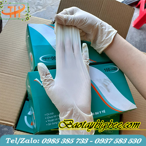 Găng tay cao su y tế Vglove màu trắng Găng tay cao su y tế Vglove màu trắng