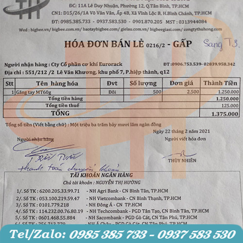 Hóa đơn xuất hàng đi giao cho khách hôm nay Hóa đơn xuất hàng đi giao cho khách hôm nay