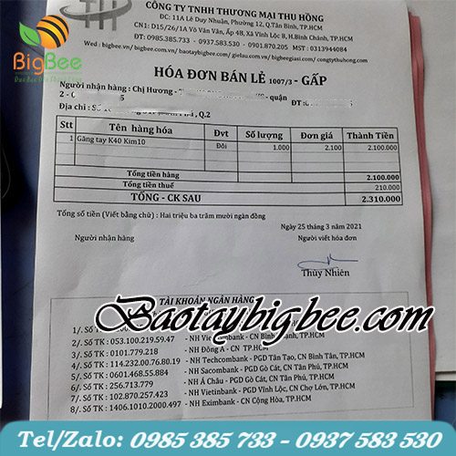 Hóa đơn mua hàng của Chị Hương Hóa đơn mua hàng của Chị Hương