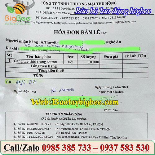 Hóa đơn bán hàng tại Thu Hồng Hóa đơn bán hàng tại Thu Hồng