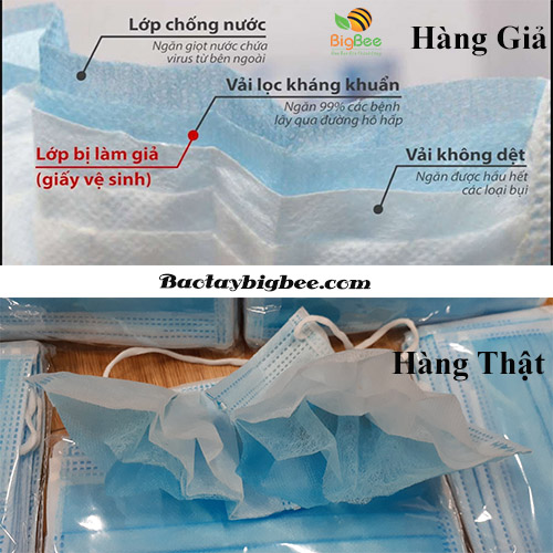 Hình ảnh khẩu trang y tế giả - thật Hình ảnh khẩu trang y tế giả - thật