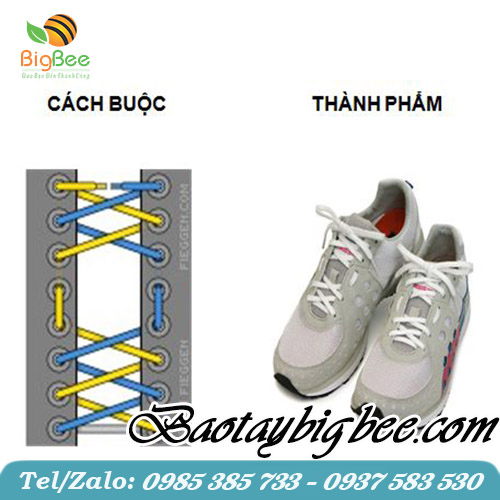 Kiểu buộc dây giày theo kiểu chừa khoảng cách Kiểu buộc dây giày theo kiểu chừa khoảng cách
