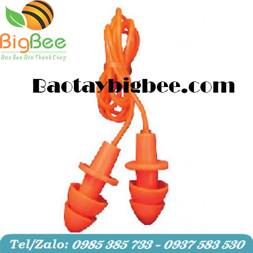 Nút bịt tai chống ồn 2 tầng có dây màu cam. Nút bịt tai chống ồn 2 tầng có dây màu cam.