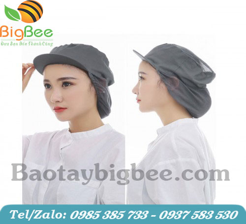 Nón trùm đầu ngành thủy sản lưỡi trai có lưới bao tóc Nón trùm đầu ngành thủy sản lưỡi trai có lưới bao tóc