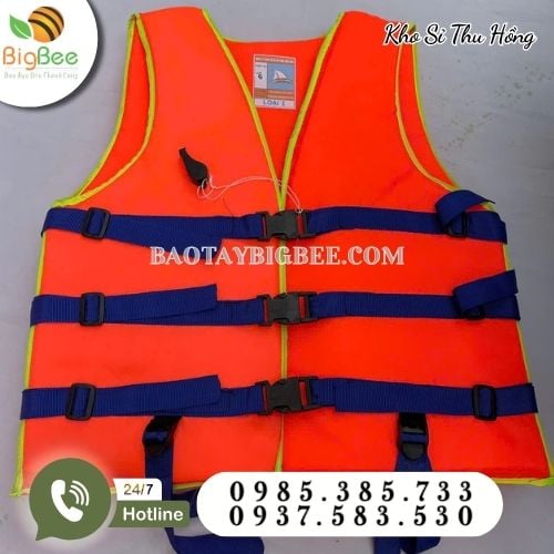 Áo phao bảo hộ cao cấp có kèm còi thỏi báo hiệu Áo phao bảo hộ cao cấp có kèm còi thỏi báo hiệu