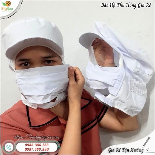 Nón Vải Thủy Sản Có Khẩu Trang Che Kín Tóc Và Khuôn Mặt. Nón Vải Thủy Sản Có Khẩu Trang Che Kín Tóc Và Khuôn Mặt.