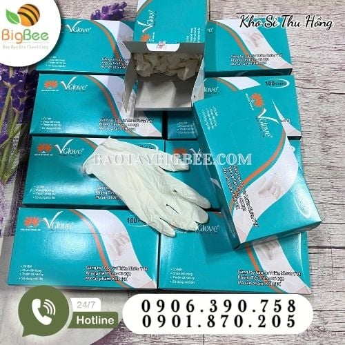 Găng tay y tế có bột Vglove tránh tiếp xúc bụi bẩn, vi khuẩn, hoá chất Găng tay y tế có bột Vglove tránh tiếp xúc bụi bẩn, vi khuẩn, hoá chất