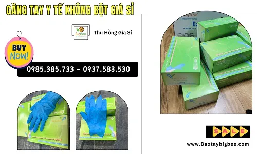 Chuyên găng tay y tế không bột xanh dương nhiều size sỉ rẻ tại TpHCM