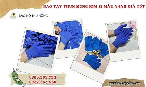 Nơi bỏ sỉ bao tay thun mỏng kim 13 màu xanh giá rẻ