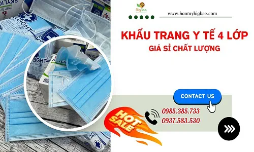 Khẩu trang y tế 4 lớp kháng khuẩn lọc bụi tốt giá sỉ siêu rẻ