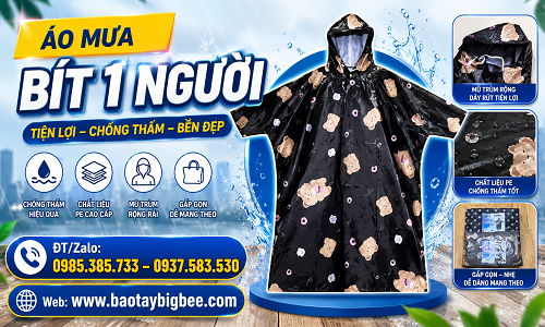 Áo mưa bít 1 người họa tiết nhẹ gọn tiện lợi giá rẻ ưu đãi