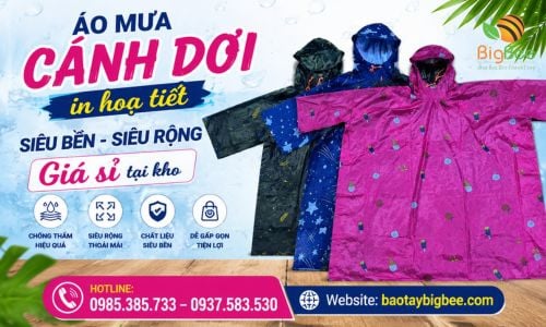 Áo mưa cánh dơi in hoạ tiết siêu bền siêu rộng giá sỉ