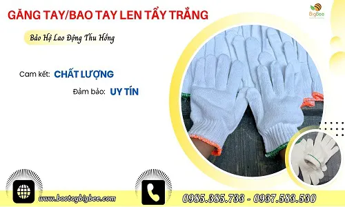 Bao tay bảo hộ len trắng dày mịn, co giãn tốt giá rẻ