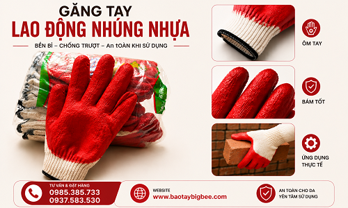 Kho sỉ găng tay lao động nhúng nhựa giá rẻ bền đẹp tận gốc