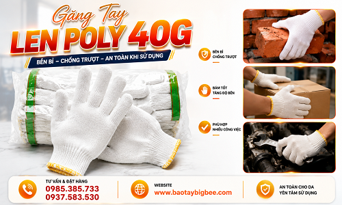 Xuất kho găng tay len poly 40g chất lượng giá sỉ cho đại lý