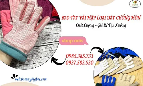 Bao tay vải mập loại dày chống mài mòn, giá sỉ tốt