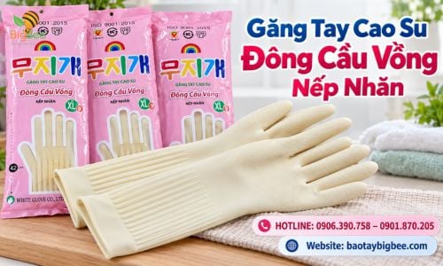 Găng Tay Cao Su Đông Cầu Vồng Nếp Nhăn Giá Sỉ