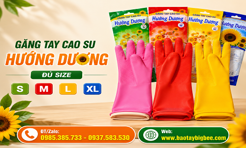 Tổng kho găng tay cao su Hướng Dương đủ size giá rẻ ưu đãi