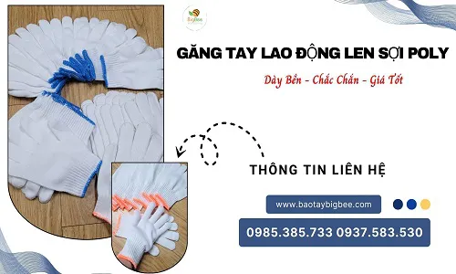Găng tay len poly trắng giá sỉ rẻ hàng dày bền sẵn kho