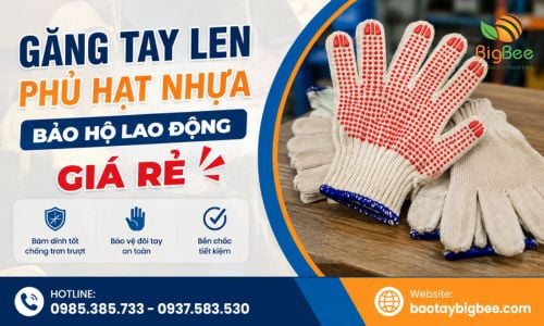 Găng tay len phủ hạt nhựa bảo hộ lao động giá rẻ