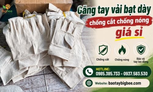 Găng tay vải bạt dày chống cắt chống nóng giá sỉ